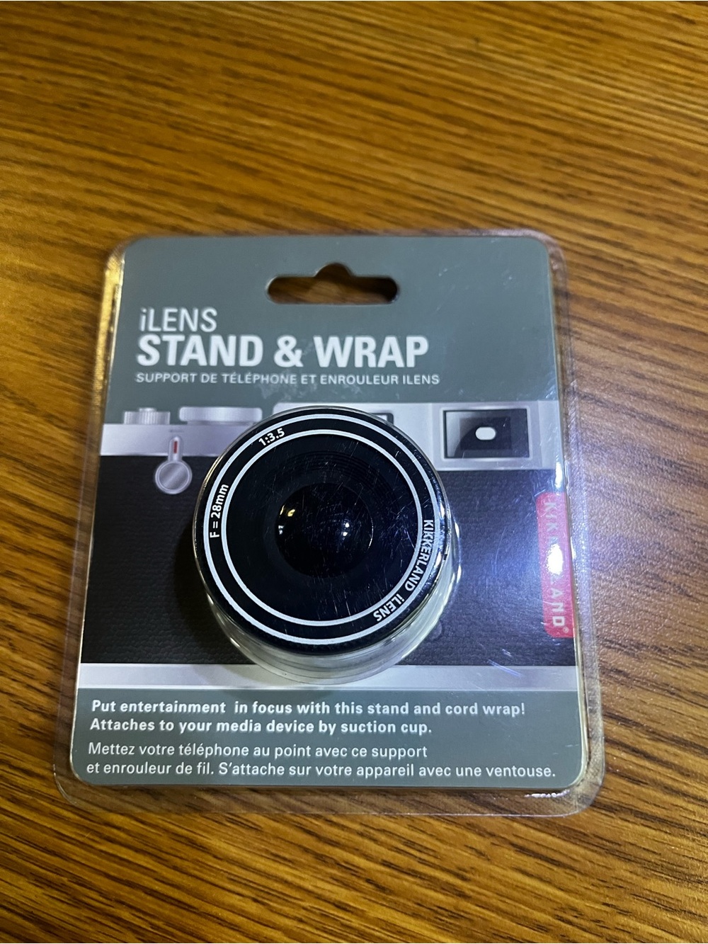 Kikkerland Stand & Wrap Phone Grip - Black & Silver